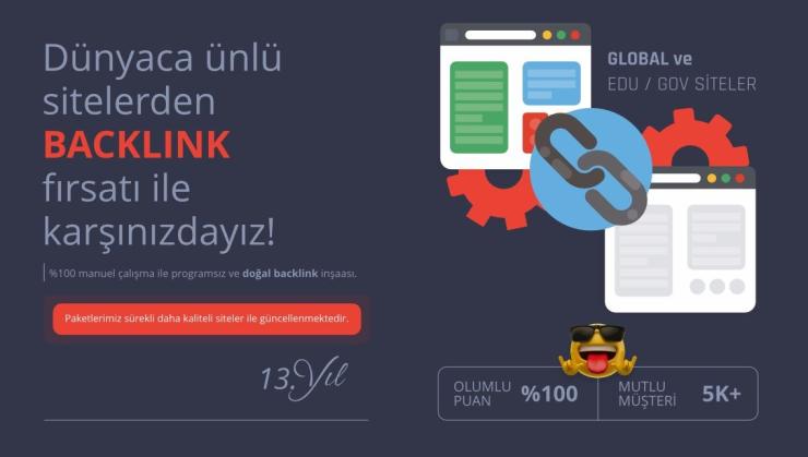 ★ Dünyaca Ünlü Sitelerden BACKLİNK FIRSATI! ★ Global Siteler ★ Edu-Gov Siteler ★ %100 Manuel Ekleme ★