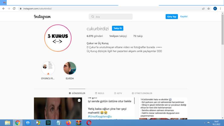 Tanınmış Dizi Sayfası instagram hesabı satılık