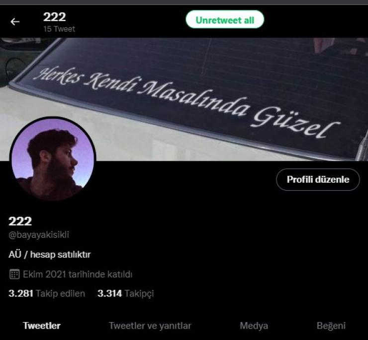 3320 Takipçili Etkileşimli Twitter Hesabı - 170 tl 