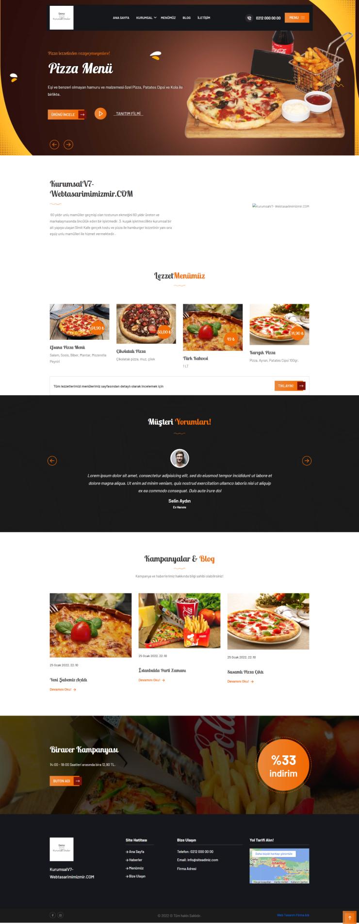 PHP - Şık Kurumsal Web Sitesi Scripti - Restorant & FastFood ve Cafe