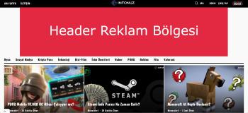 Aylık +350.000 Tıklamalı Oyun ve Sosyal Medya ağırlıklı Websitede Header, Footer ve Sidebar Reklam