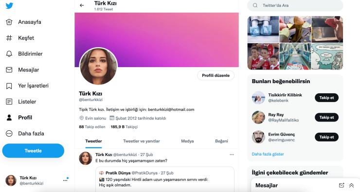 185.900 takipçili twitter hesabı