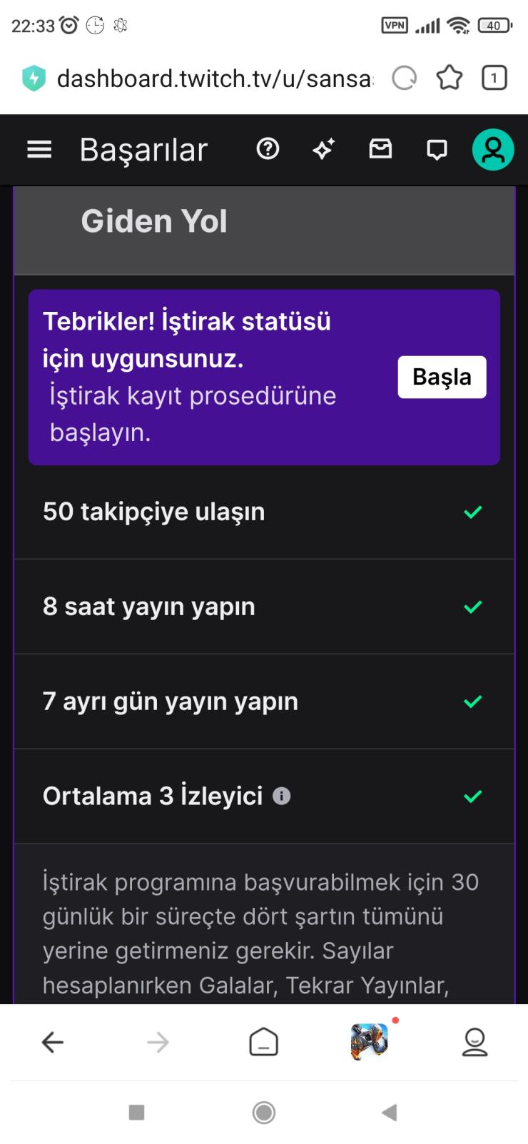 Satılık Twitch İştirak hesabı kanali