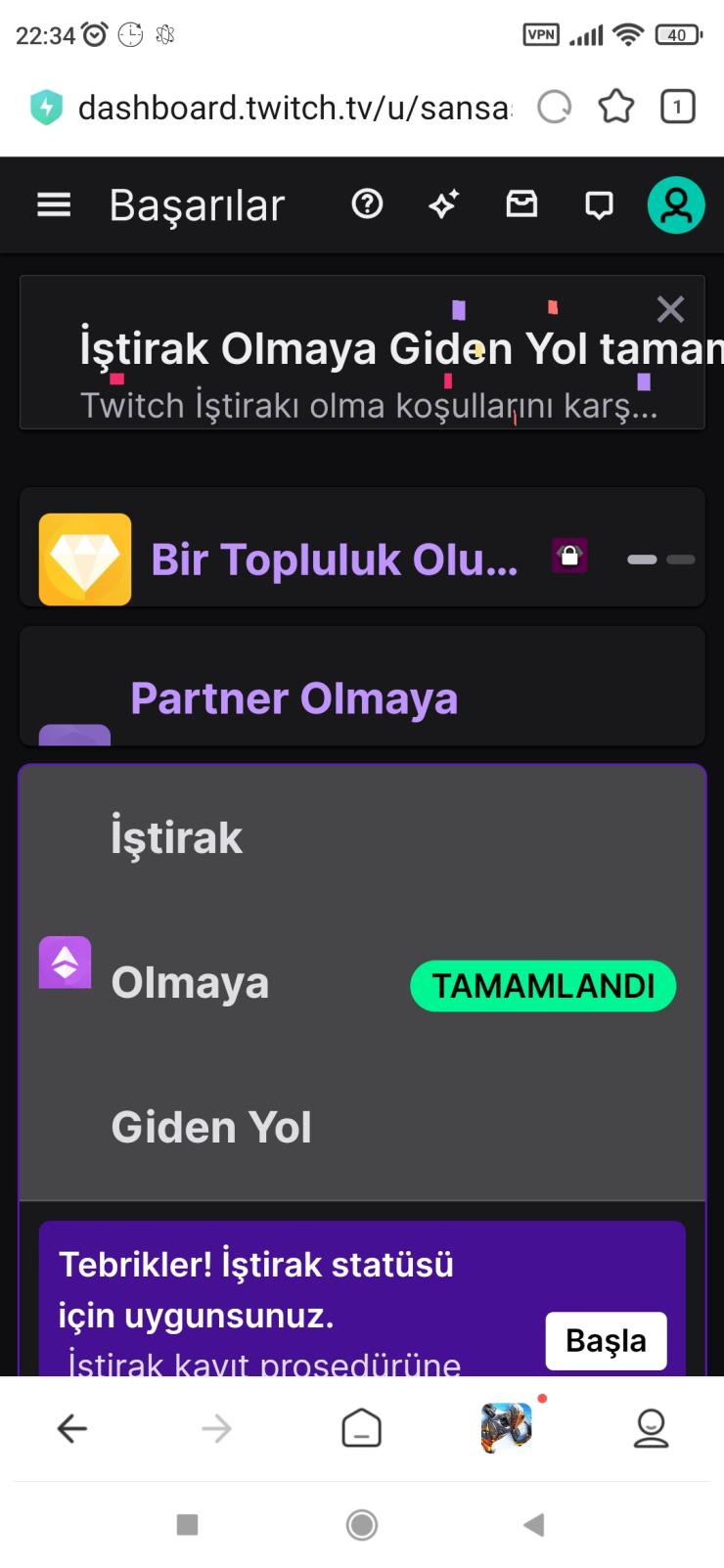 Satılık Twitch İştirak hesabı kanali