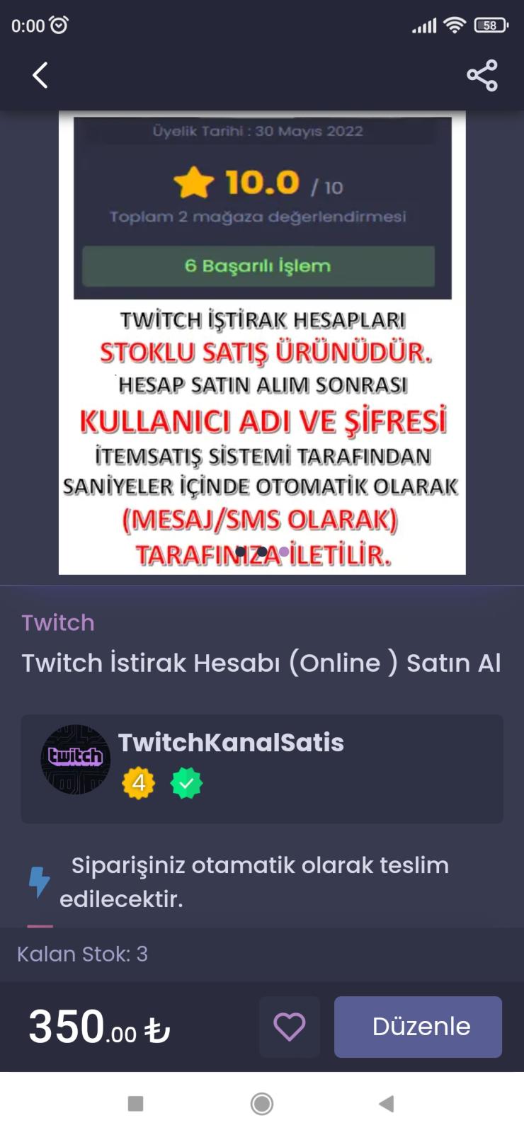 Satılık Twitch İştirak hesabı kanali