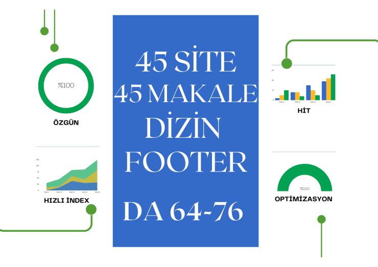 45 değerli sitede makale, dizin ve footer backlink çalışması