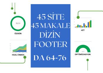 45 değerli sitede makale, dizin ve footer backlink çalışması