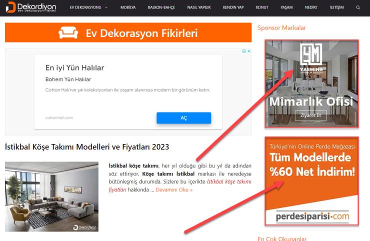 10 Yıllık DA63/PA44 Mobilya-Dekorasyon Sitesinden Banner Reklam Hizmeti