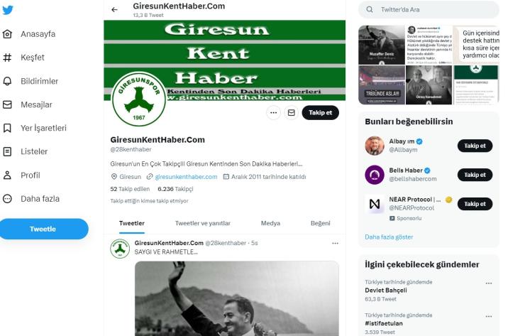 6250 organik takipçili Twitter hesabı üzerinden reklam yayını