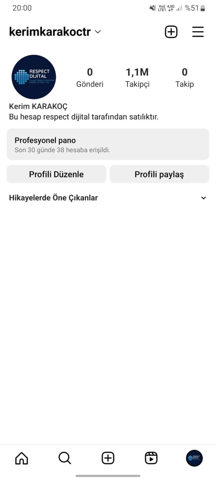 1.1 Milyon Takipçili İnstagram Hesabı