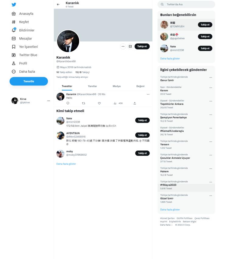 19k Takipçili Aktif Organik Twitter Hesap