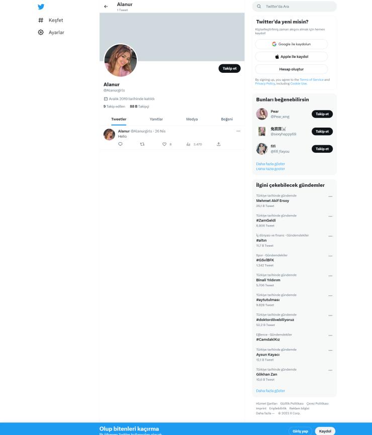 88k Takipçili Aktif Organik Twitter Hesap