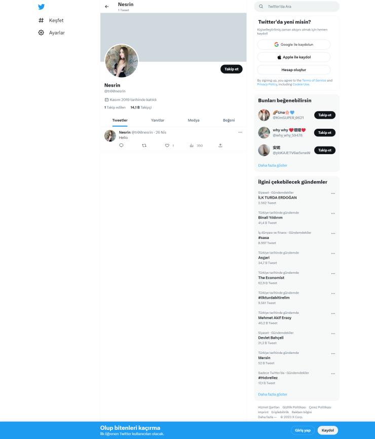 14k Takipçili Aktif Organik Twitter Hesap