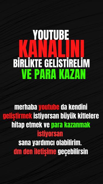 YOUTUBE Kanal GELİŞTİRME 1 AYDA TAKİPÇİ VE İZLENME SAYINI %100 ARTTIRALIM.