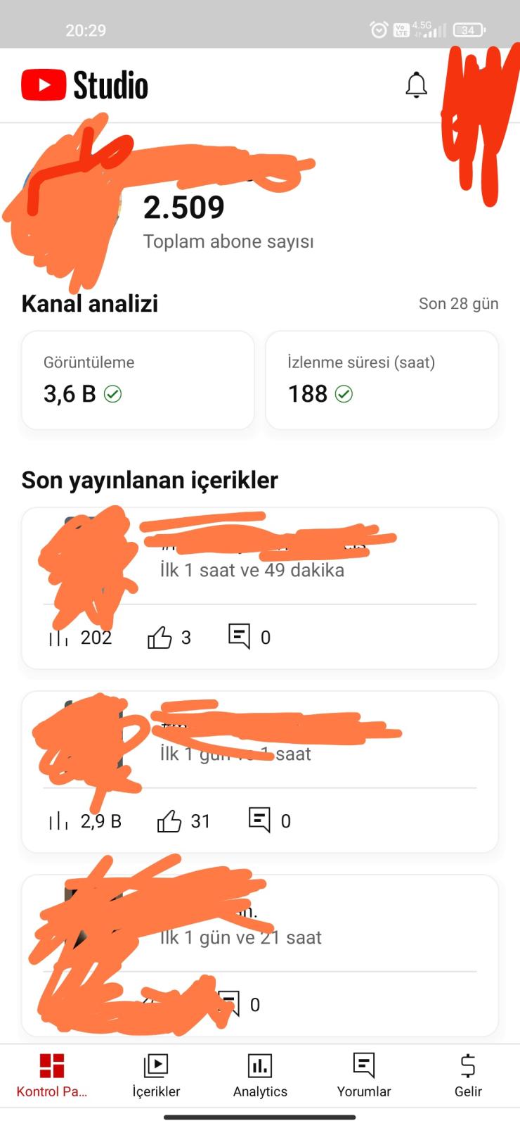 2.500 Aboneli YouTube Kanalı Telifsiz