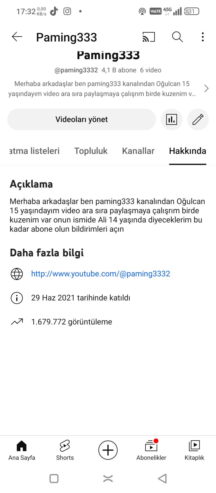 Satılık YouTube kanalı 4100 aboneli