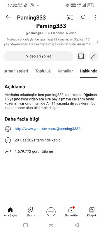 Satılık YouTube kanalı 4100 aboneli