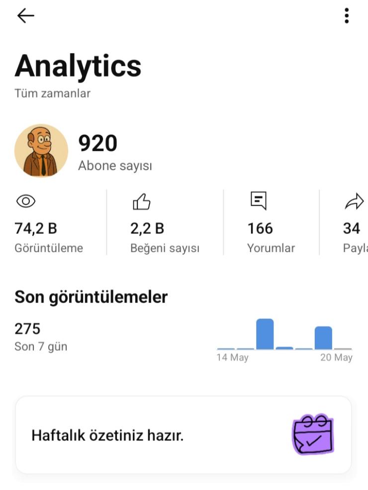 920 aboneli 70k izlenmeli hesap(Pazarlık yapılır)