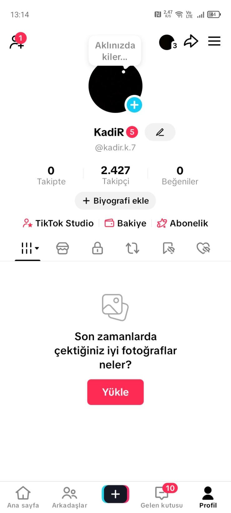 2400 takipçili 119 tl bakiyeli tiktok hesabı