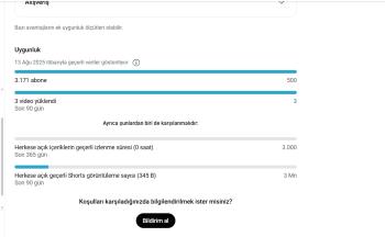 3 Bin Aboneli Youtube Kanalı (Pazarlık Yapılır)