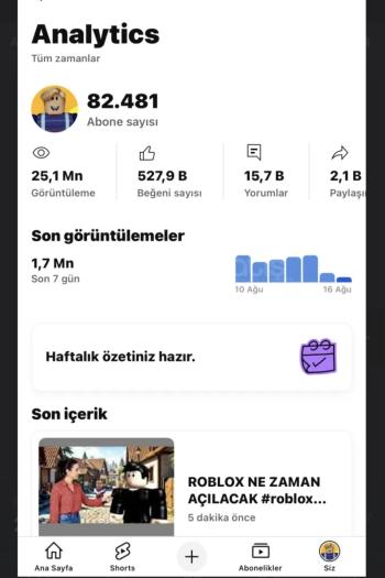 ROBLOX KANALI 82K Abone 