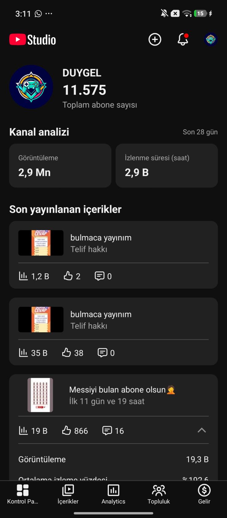 ⭐Full Aktif  Canlı yayın kanalı 11K Aboneli