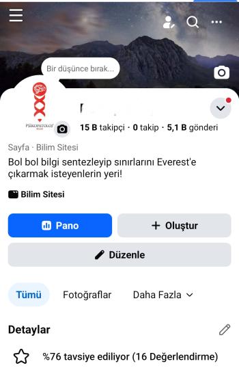 15 Bin Takipçili Facebook Sayfası