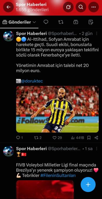 Spor sayfası, etkileşimi ve görüntülenmesi yüksek