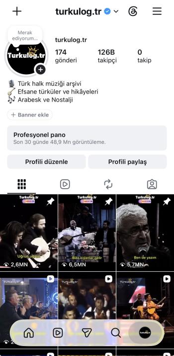 126K Takipçili Instagram Müzik Sayfası | Aylık 50M+ İzlenme | Aktif Hesap