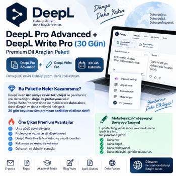 DeepL PRO + Write PRO KİŞİSEL HESAP 1 AY