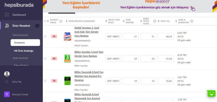 Ben e-ticaret sitelerinize ürün girişi yapabilirim.