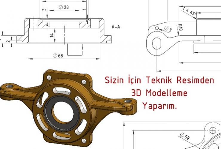 Sizin için Teknik Resim dosyasından Modelleme yaparım